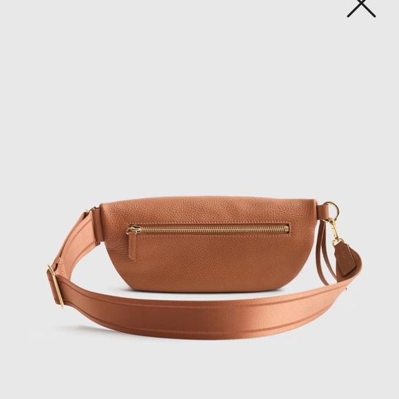 Quince Italian Pebbled Leather Sling Bag in Cognac - Picture 11 of 14